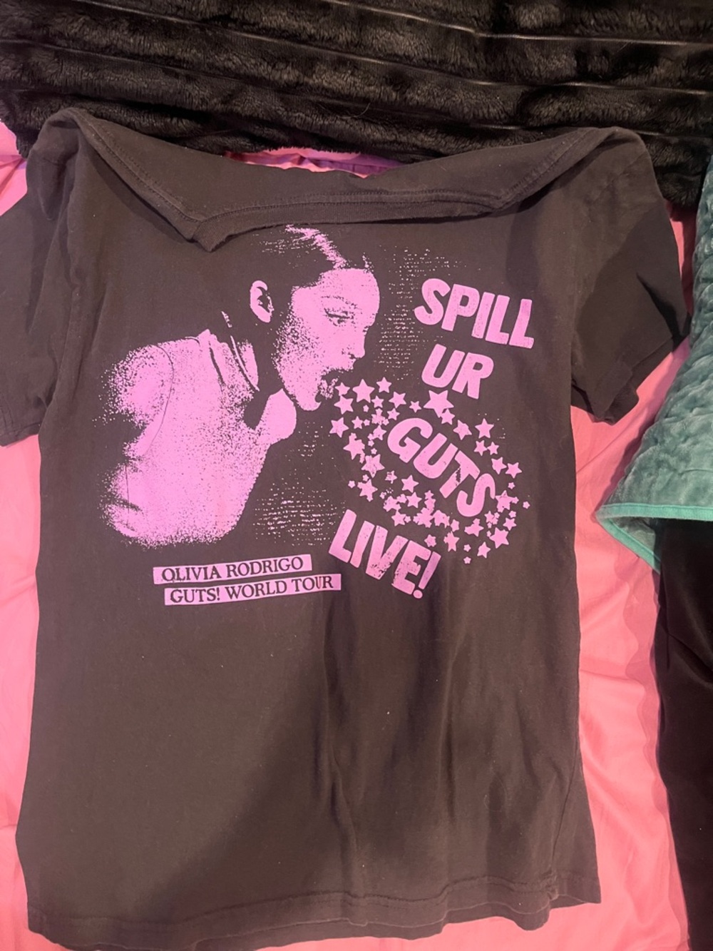Olivia Rodrigo 'Spill Ur Guts' Black & Purple Tour Tee